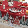 Artoid Mode Red House Trees Snow Snowman Christmas Table Cloth,