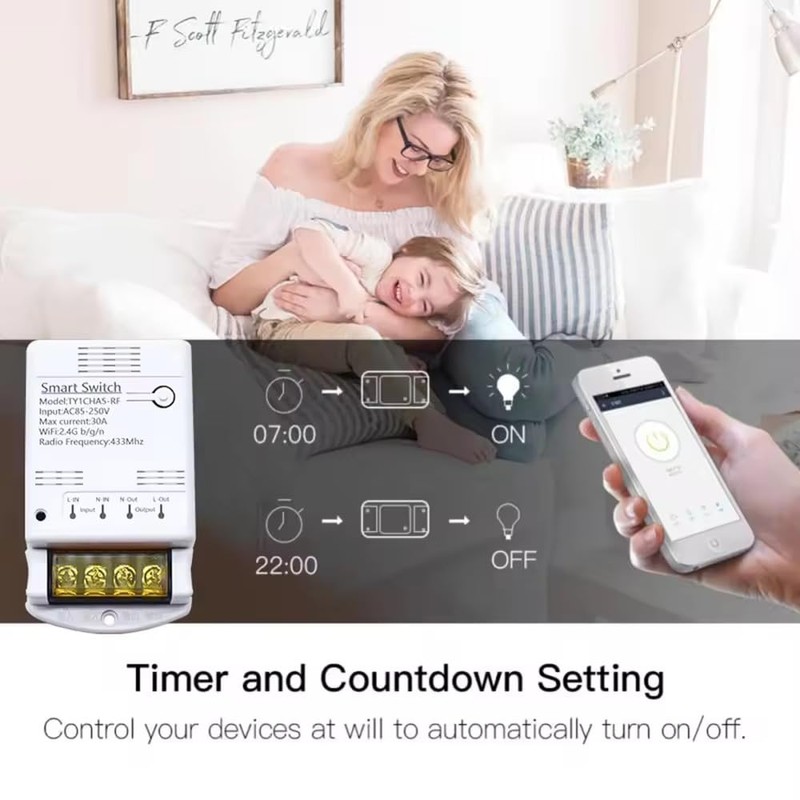 MHCOZY Tuya App Smart WiFi Control Switch, 30A Max Output,Add