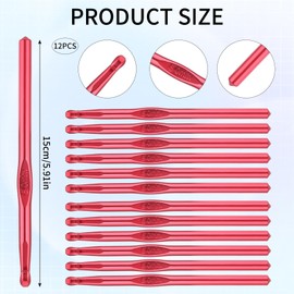8 mm Crochet Hook 12 PCS Aluminum Large Crochet Hooks Bulk Knitting Needle US Size 11 Crocheting Needles for DIY Craft Yarn Weave Beginners Women Adults