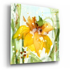 Epic Art 'Daffodil' by Dawn Derman, Acrylic Glass Wall Art, 12"x12"