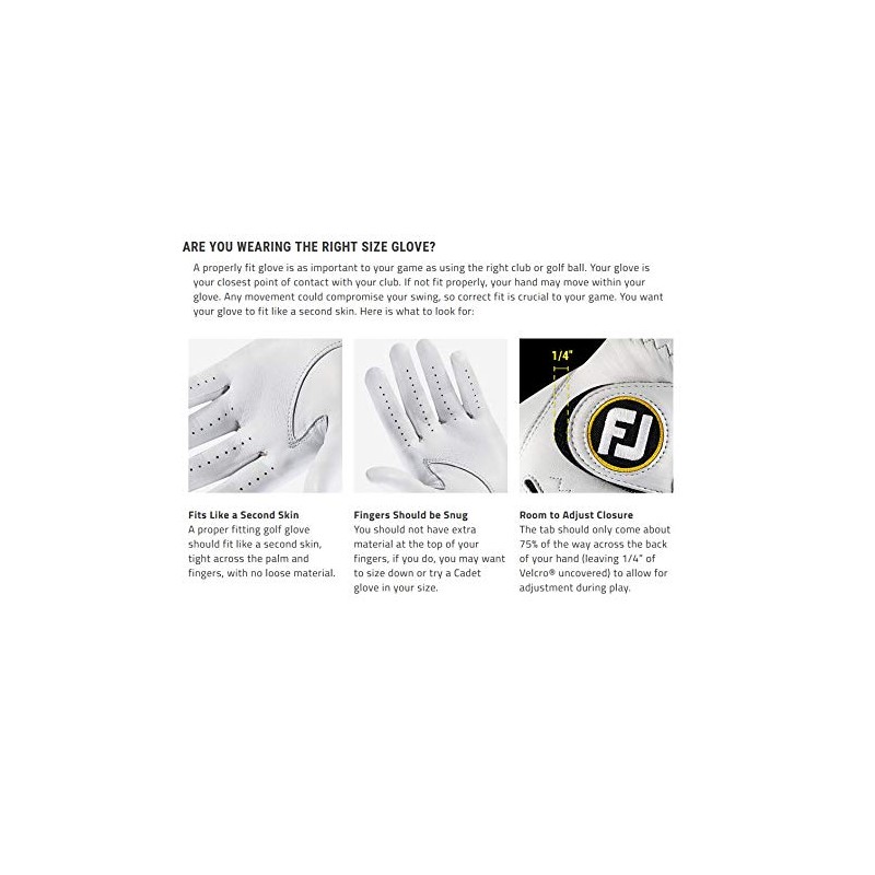 Footjoy CabrettaSof Golf Glove,White,XL