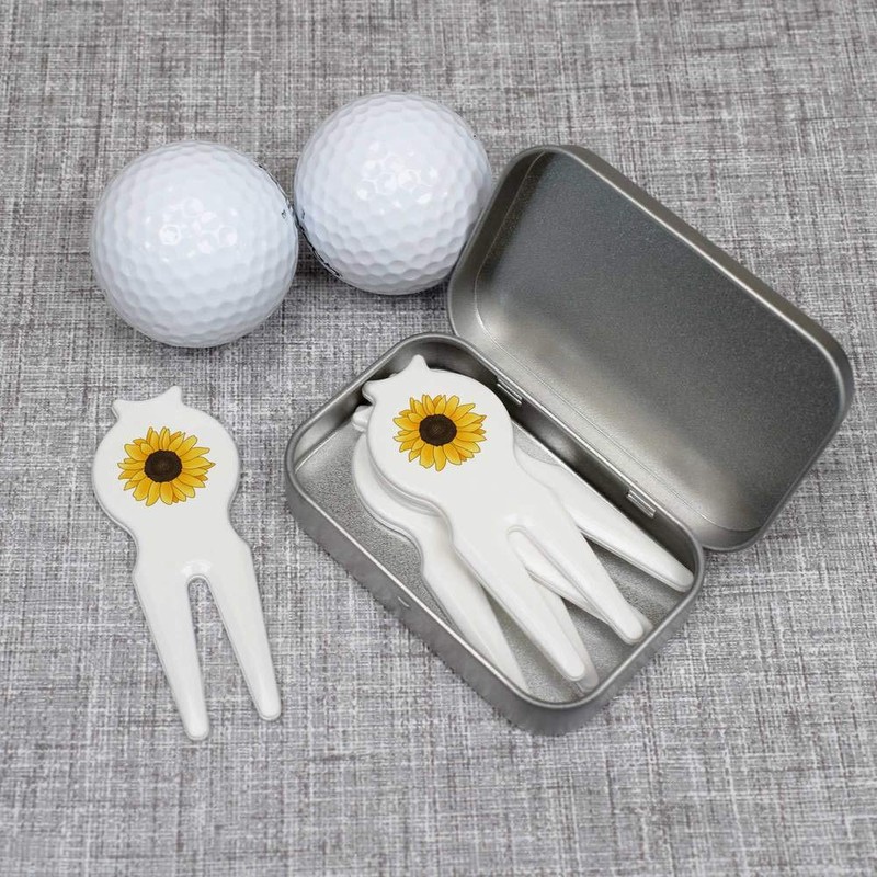 Azeeda 'Sunflower' Golf Divot Tool/Repair Fork Gift Set (GO00028097)