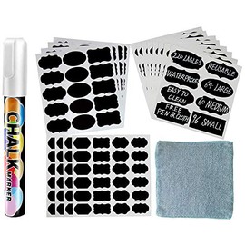Chalkboard Labels 220pcs Removable Waterproof Reusable Chalk Board Stickers for Jars, Pantry, Containers, Spice & Glass Bottles Blackboard Organizer for Kitchen Home Storage Bins Free Marker Towel