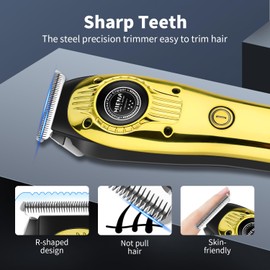 HIENA PRO Professional Hair Clipper for Men, Cordless Hair Trimmer, Electric T-Blade Beard Trimmer, USB Rechargeable Wireless Haircut Clippers, Gifts for Men