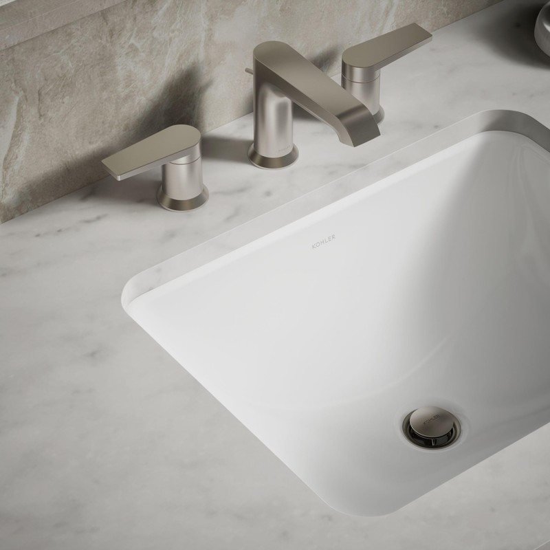 KOHLER 20000-0 Caxton Rectangle Undermount Bathroom Sink, Bathroom Vanity Sink