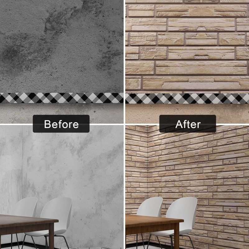 Pluden 10PCS 3D Wall Panels, 38" x 19" Brick Wall