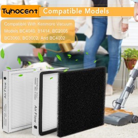 2Pack 86880 Exhaust Filters + 2Pack 81002 Sponge Motor Safety Filters Compatible With Kenmore Vacuum Models BC4040, 81414, BC2005, BC3060, BC3002, BC4002, 20-86880, 20-81002