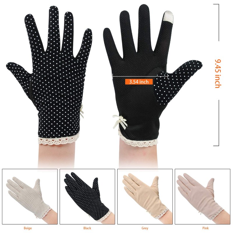 MarJunSep 4 Pairs Summer Women Dots Sun Uv Protection Gloves