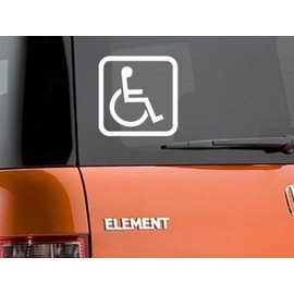 Handicap Disabled Wheelchair Symbol Vinyl Sticker Decal-White-4 Inch