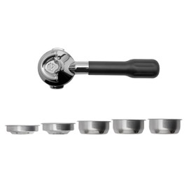LELIT LELIT57 2-Way Porta Filter - Double Spout - Includes Stainless Steel Filter - Classic Handle - PLA572S - Silver/Black