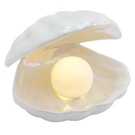 BORDEAG Shell Pearl Night Light Ceramic Shell Lamp Shell Pearl Light Shell Decorations Night Light Shell Pearl Lamp Bedside Lamp for Bedroom, Living Room, Bed Side Decorative