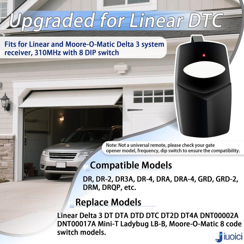 Upgraded for Linear DTC Delta 3 Remote, 310MHZ 8 Dip
