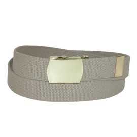 CTM Big & Tall Cotton Adjustable Belt with Brass Buckle, Khaki