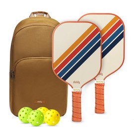 Dinkly Pickleball Paddles Set of 2, USAPA Approved Graphite/Fiberglass Pickleballs Racket, 2 Rackets, 4 Balls, 1 Protable Carry Bag, Pickle Ball Set for Men Women, Retro Twill