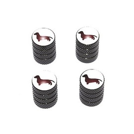 GRAPHICS & MORE Dachshund - Dog Tire Rim Valve Stem Caps - Black