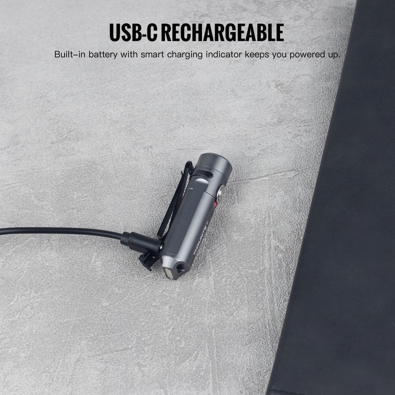 ThruNite Ti Mini Keychain Flashlight, USB-C Rechargeable EDC Pocket Light,