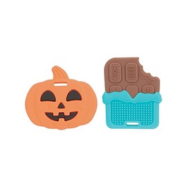Nuby Mordedor de barra de chocolate y calabaza de silicona, paquete de 2, más de 3 meses