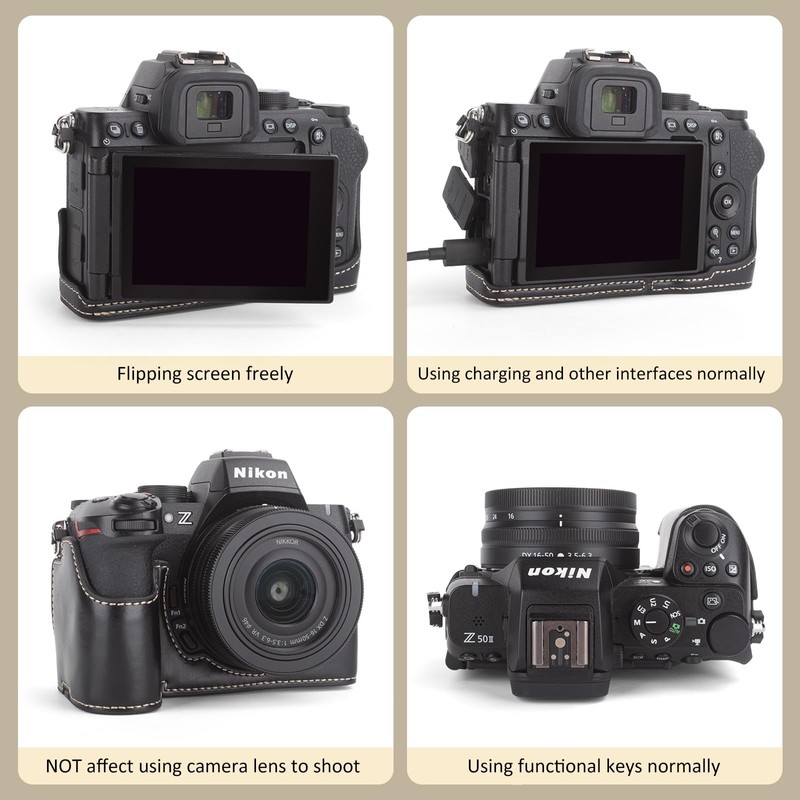 MUZIRI KINOKOO Case for Nikon Z50 II Camera, PU Leather