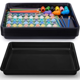 Hoteam 10 Pcs Flat Storage Organizer Tray Bin Letter Size Paper Tray for Classroom Plastic Stackable File Organizer for School Office Teacher Book Organization(Black,16.14 x 11.81 x 1.38 Inch)