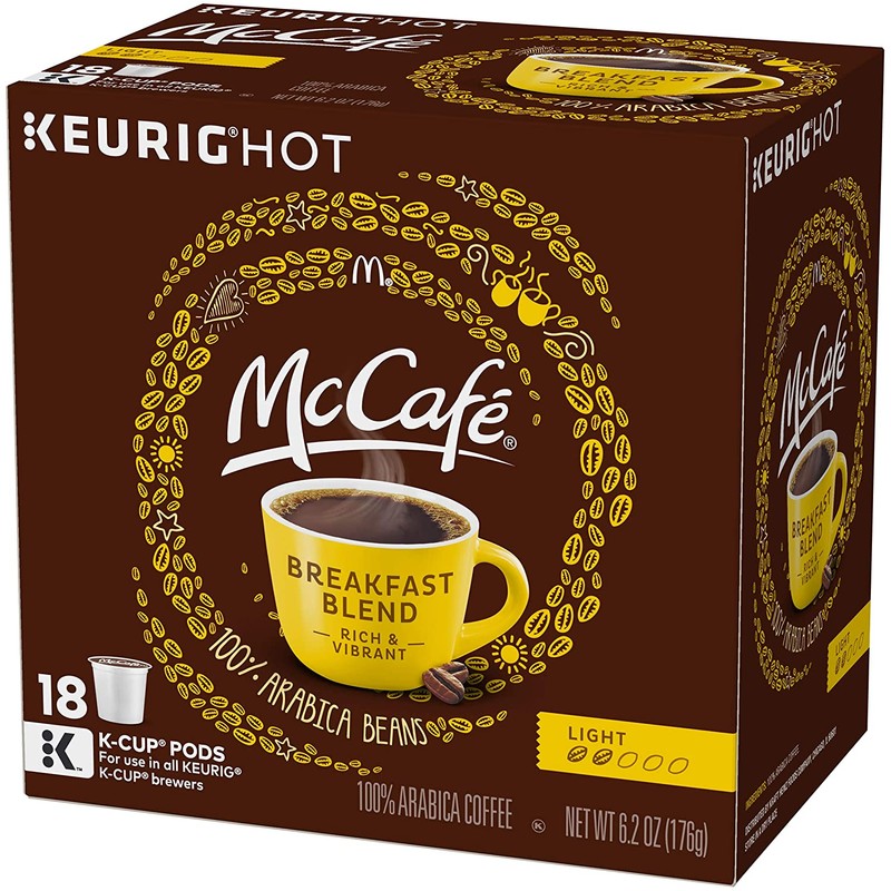McCafe Breakfast Blend Keurig K Cup Coffee Pods (18 Count)