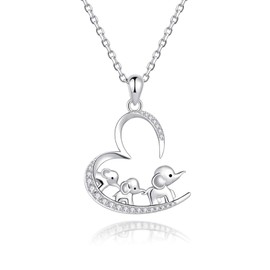 ACJNA 925 Sterling Sliver Elephant Necklace Elephant Gifts for Women Family Jewelry Gift for Mom/Daughter/Wife/Sister, Sterling Silver, Cubic Zirconia