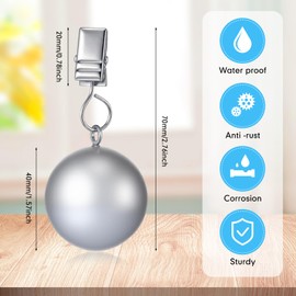 Cinnvoice 16 Pack Heavy Duty Curtain Weights Heavy Tablecloth Weights Ball with Metal Clip for Outdoor Tables Shower Curtain Flag (Sliver)