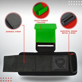 Weightlifting Hooks Lifting Straps Non-Slip Rubber Coated, 8mm Neoprene Padded Wrist Wrap Support Anti-Rust Material Gym Wrist Straps for Fitness Powerlifting Reinforced Double Stitch (Green)