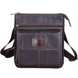 Bearneko Men's Shoulder Bag, Genuine Leather, Crossbody Shape, Thin, Lightweight, Small, Crossbody Bag, Men's Pouch, coffee
