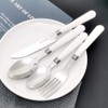 White Silverware Set for 6 Durable Stainless Steel Flatware Set