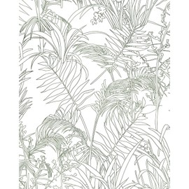 Wudnaye Leaf Wallpaper Peel and Stick Wallpaper for Bedroom 15.7"X197"Removable Self Adhesive Wallpaper Green and White Flower Leaf Contact Paper Vinyl Waterproof Wallpaper for Room Wall Decor