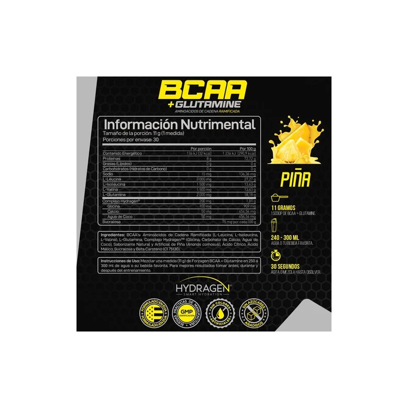 Forzagen Aminoácidos Bcaaglutamine 330g Complejo Hydragen