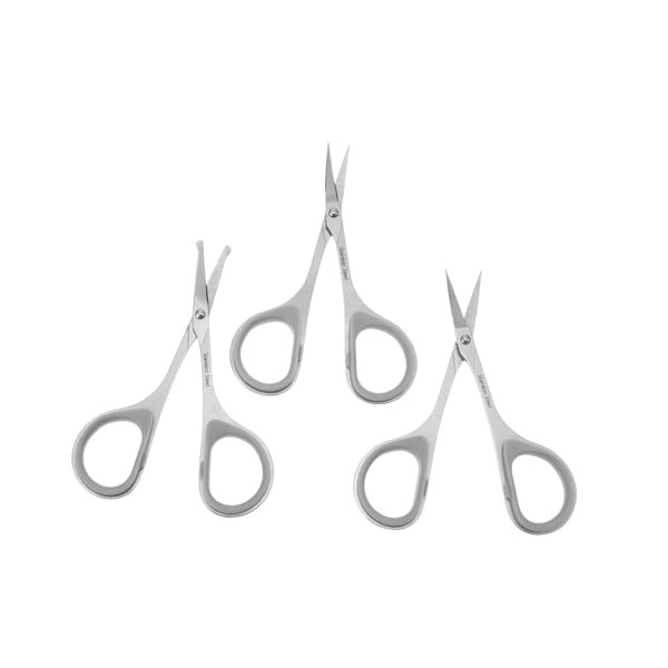 3Pcs Stainless Steel Grooming Scissors Set Eyebrow Beard Facial Hair