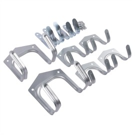 10x Iron Shed Hooks Set - Heavy-Duty Wall-Mounted Garage Garden Tool Bike Ladder Organiser Rack Brackets - by Blackspur