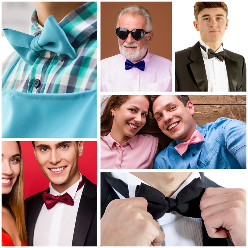 EKIND Men's Pre-tied Bowties Formal Satin Solid with Adjustable Neck
