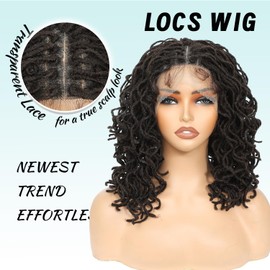 X-TRESS Natural Brown with Double Lace and Large Parting Space. Twist Dreadlocks Wig for Black womenAfro Curly Braided Synthetic wig.