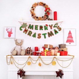 DUOLEIMI Christmas Paper Fan Pom Poms Flower Paper Garland Decoration Set 34pcs Wall Ornaments Christmas Decorations Fans Paper Flowers Christmas Party Decoration Home Decor Decor