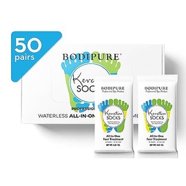 BODIPURE Calcetines profesionales de queratina – Tratamiento de pedicura para salón de uñas – Máscaras naturales hidratantes y nutritivas para pies – Suavizante de callos y fortalecimiento de uñas – Caja de 50 pares