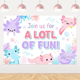 Jollyboom Axolotl Birthday Decorations for Girls, Join Us for Alotl of Fun Birthday Backdrop Banner Axolotl Party Background for Girl Pink Axolotl Cute Animals Birthday Party Supplies