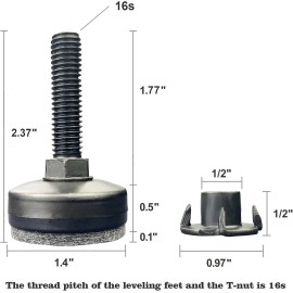 Unbranded 3/8" Threaded Leveling Feet Adjustable Table/furnitur
