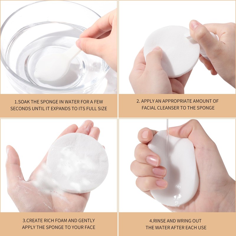 48Pcs Facial Sponges, Compressed Face Cleansing Sponge Cellulose Face Sponge