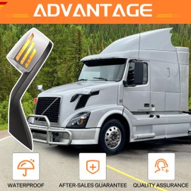 CPOWACE Chrome Hood Mirror Assembly with LED Light Replacement for Volvo VNL 2004-2017,Semi Trucks Volvo VNL Accessories,Driver and Passenger Side