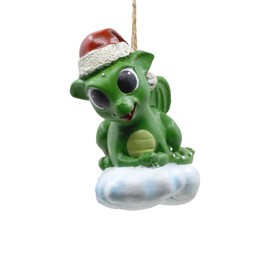 Bella Haus Design Christmas Shoppe Baby Dragon on Cloud Christmas Tree Ornament | 3" Polyresin Mini Figurine Statue for Christmas Holiday Home Decoration, Secret Santa White Elephant Gift Exchange