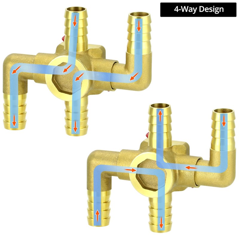 QWORK Solid Brass 5/8" 4-Way Heater Control Valve with Switch,