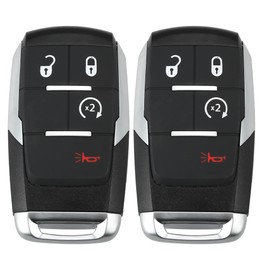 X AUTOHAUX 2pcs GQ4-76T 433Mhz Replacement Smart Proximity Insert Keyless Entry Remote Key Fob for Ram 2500 3500 4500 5500 2019 2020 2021 4 Buttons with Door Key