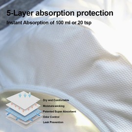 BATTEWA Mens Incontinence Underwear 2-Pack, 100ML Leak Proof Boxer Brief Underwear for Men, Cotton Absorbent Urine Leakage Protective.(2X-Large,Gray-White)