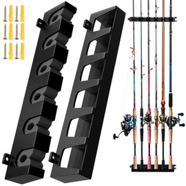 KGGZKG 1 Paar Rutenhalter Wand Vertikale Angelrutenhalter Wand Angelruten Wandhalterung Rutenständer Angelrutenstände Aufbewahrung von 6 Ruten für Garage Wand Deckenmontage Boot