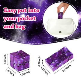 Skylety Cube Mini Blocks Cube Desk Toy Sensory Stress Relief Play Accessories for ADHD Austism Teenagers Adults (Purple Galaxy Space)