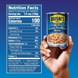 Bush's Best BUSHS BEST Canned Great Northern Beans (Pack of 12) Source of Plant Based