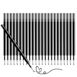 Kabwea Pack of 24 Black Refills, Compatible with Legami, 0.7 mm Erasable Rollerball Pen, Height 13 cm, Replacement Refill for Gel Pen, Erasable, Replaceable Refill (Black)