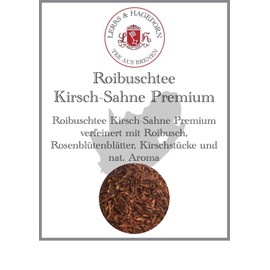 Lerbs & Hagedorn, Roibuschtee Cherry Cream Premium Cherry Flavour 250 g (approx. 21 Litres) Cherry Pieces and Natural Aroma